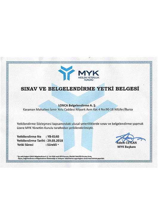 MYK belgesi geçerlilik tarihi